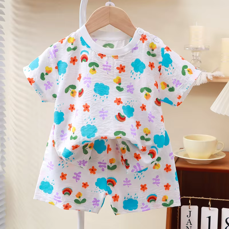 Conjunto de bebé de algodón Cloud de manga corta para casa - imagen 4