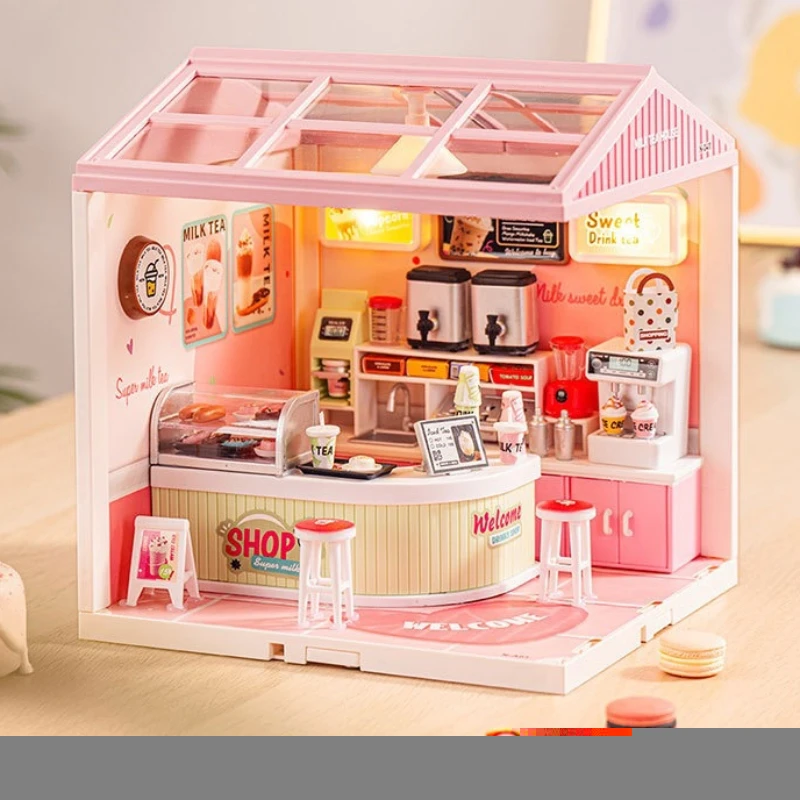 DIY dibujos animados Super World niños artesanía casa iluminación bloques de construcción escena montaje casa en miniatura juguetes regalos - imagen 2