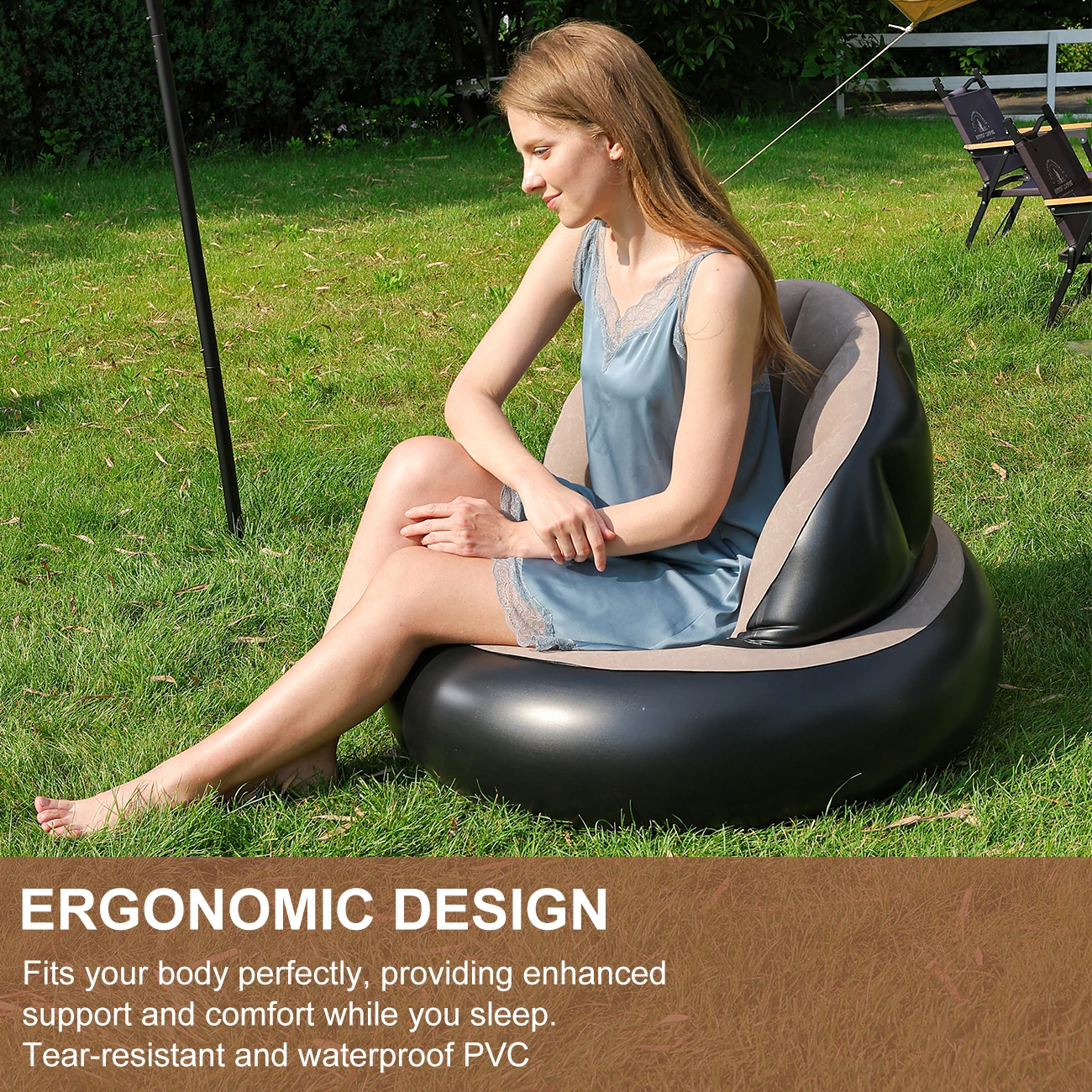Sofá hinchable infantil ergonómico con acabado aterciopelado - imagen 3