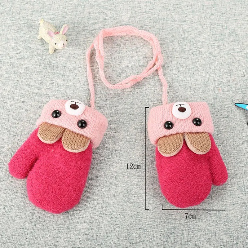 Guantes de invierno cálidos y bonitos para bebé, manoplas tejidas de lana y algodón para bebés, guantes térmicos de cuerda completa para niños, niñas y niños pequeños - imagen 4