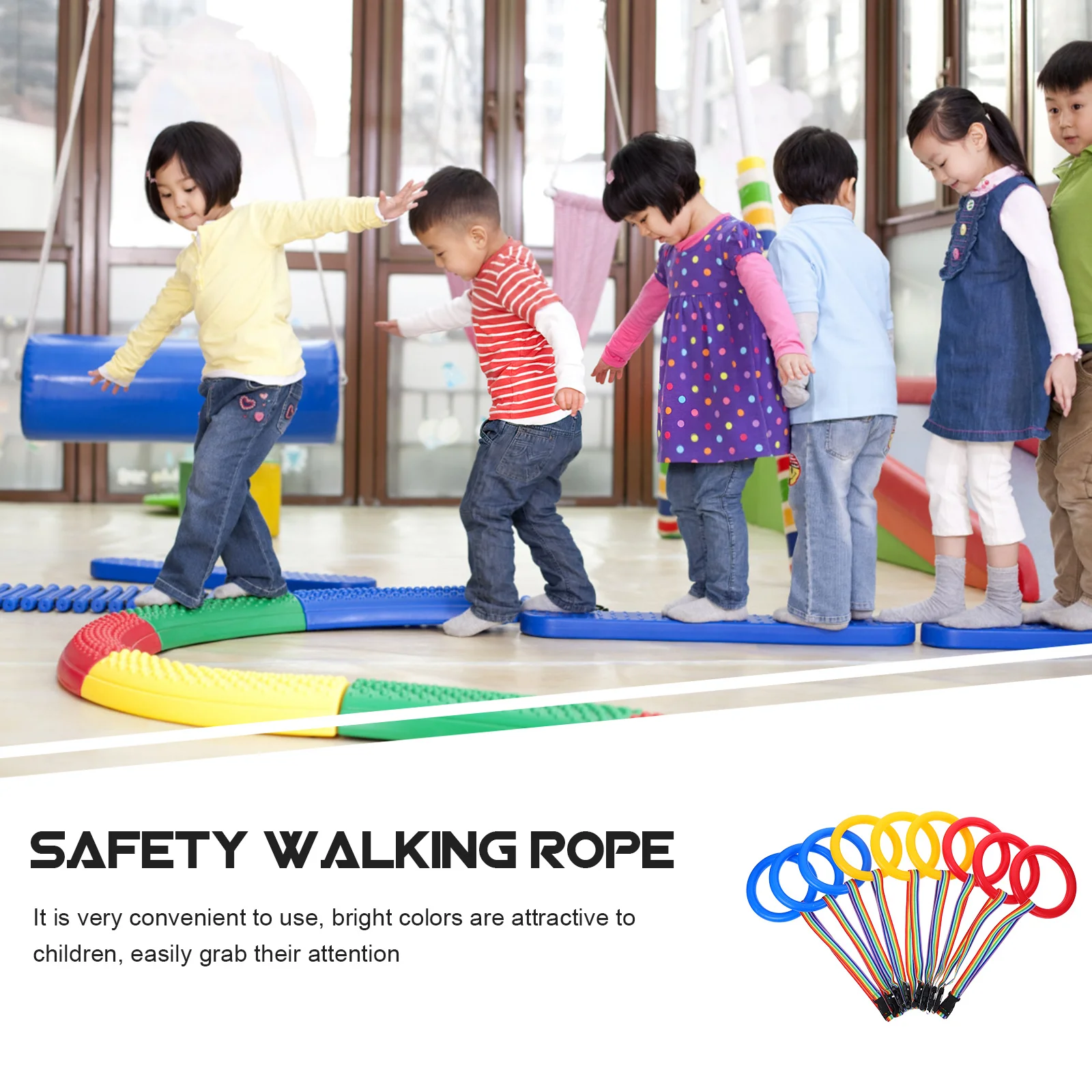 Correa para niños de 2 a 12, cuerda de seguridad para caminar, reutilizable, portátil, preescolar, jardín de infantes, herramienta de supervisión al aire libre, 9 Uds. - imagen 2