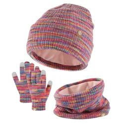 Conjunto de invierno infantil con gorro, bufanda y guantes de lana