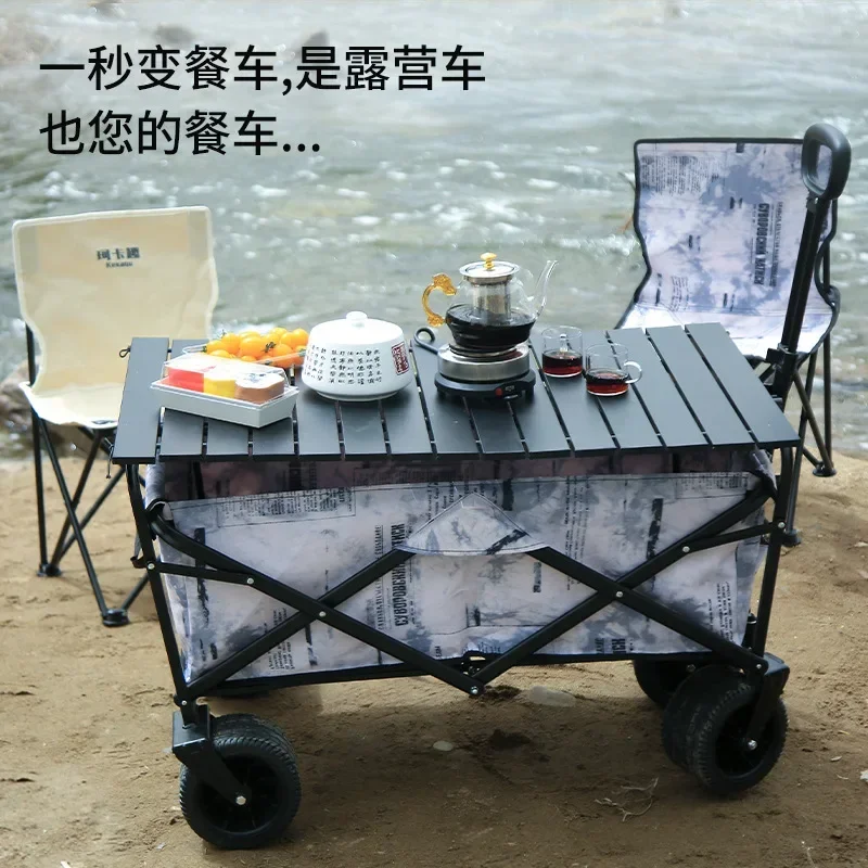 Carrito de Camping al aire libre, carrito de Camping portátil plegable, remolque de Picnic, carrito de compras de viaje para padres e hijos - imagen 4