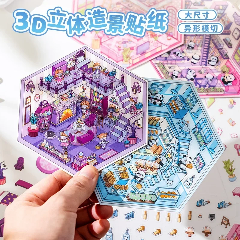 Pegatinas 3D DIY para niñas, decoración de paisajismo bonita, escena realista para mascotas, pegatinas estéticas para proyectos de manualidades - imagen 3