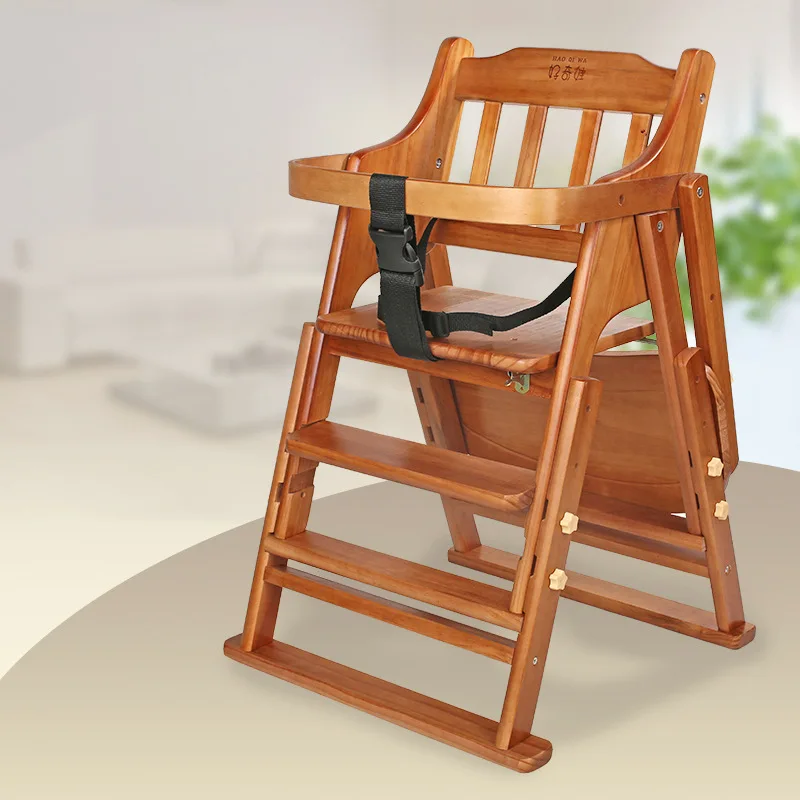 Silla de comedor para bebé, mesa de comedor para niños, silla multifuncional plegable portátil para el hogar, comedor para bebé de madera maciza - imagen 4