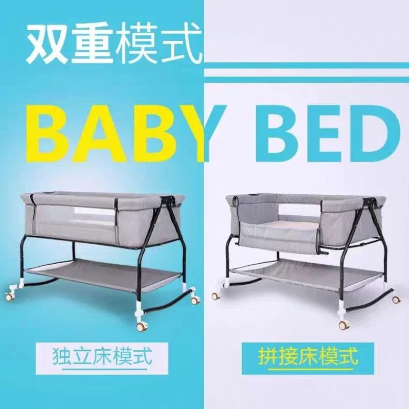 Cuna para bebé recién nacido, cama Queen empalmada, cama para niño multifunción portátil plegable, cuna extraíble para bebé