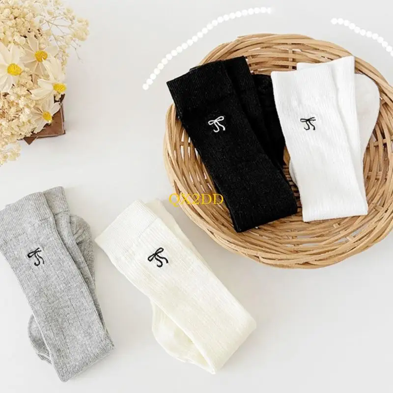 QX2D Niñas transpirables Calcetines verano Diseño malla tubo tubo largo algodón cómodo para aire libre 2-12 años - imagen 4