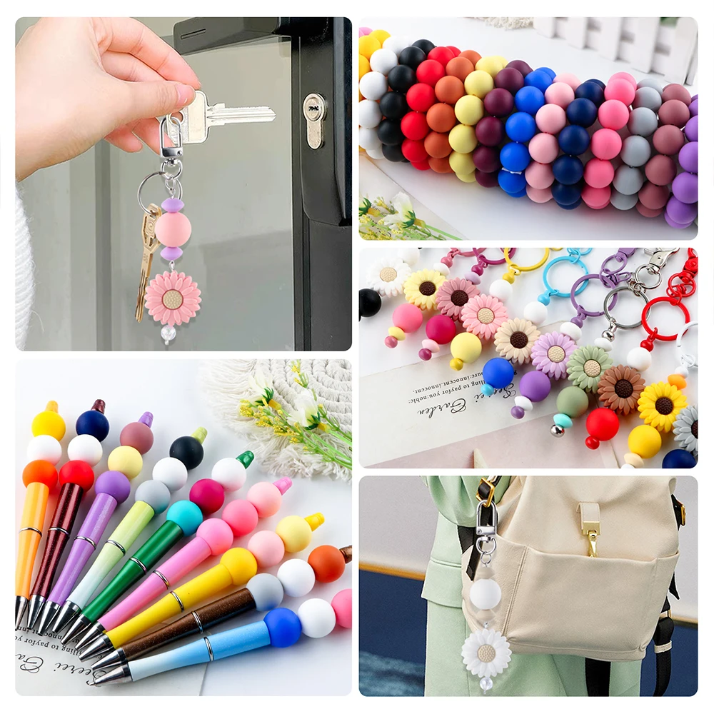 Kovict 100 Uds cuentas de silicona 9/12/15/19mm perlas redondas de silicona para fabricación de joyería DIY pulsera collar accesorios de joyería - imagen 2