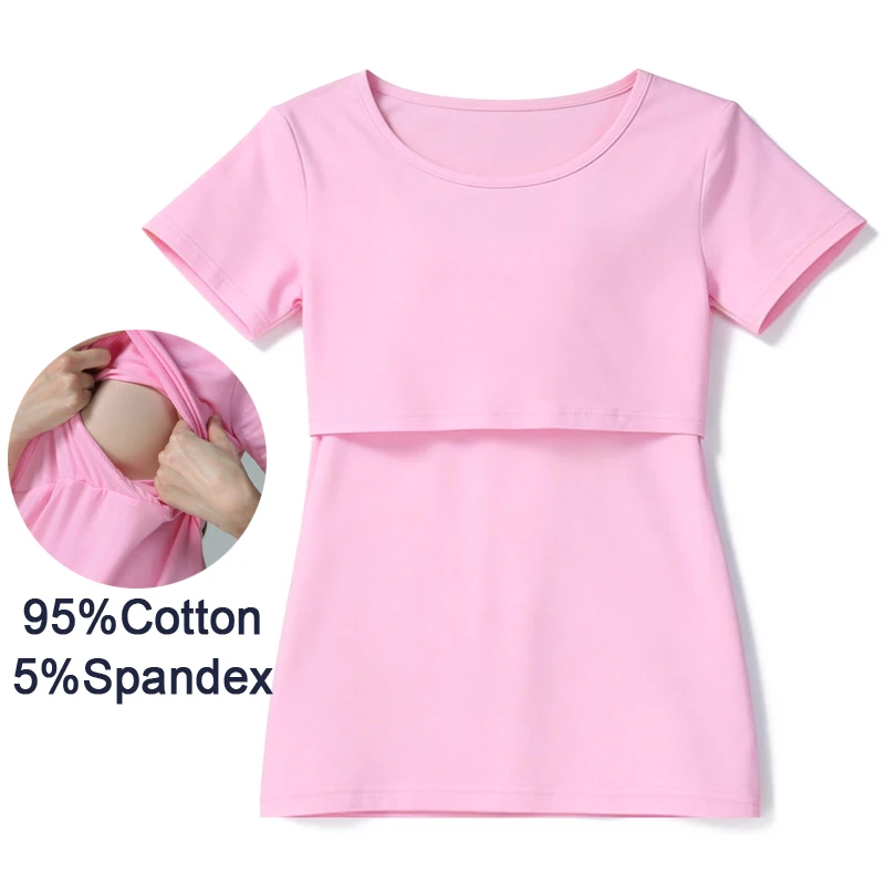 Camiseta de lactancia manga corta de algodón para talla grande - imagen 5