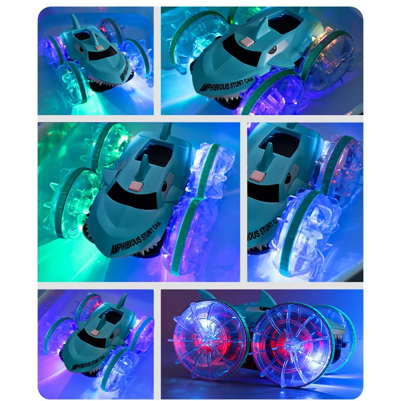 Coche teledirigido anfibio, resistente al agua, doble Control remoto, coche acrobático, doble cara, volante, rotación de 360 grados, coches teledirigidos con luz, juguete para niños - imagen 3