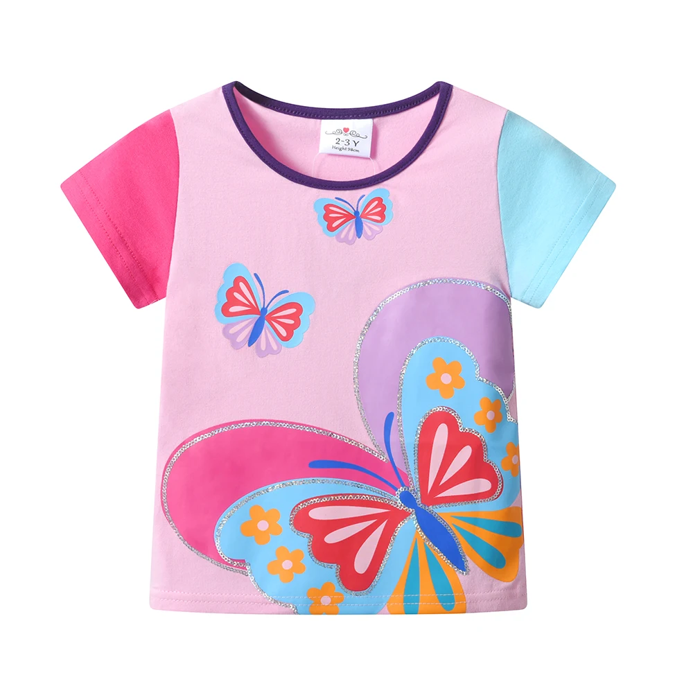 DXTON Conjunto de verano para niña con blusa y shorts de mariposas - imagen 3