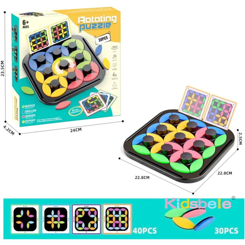 Juego de escritorio giratorio lógico temprano para niños, juguete rompecabezas con tarjetas, juego de rompecabezas giratorio para aliviar el estrés, juguetes de aprendizaje Montessori - imagen 3