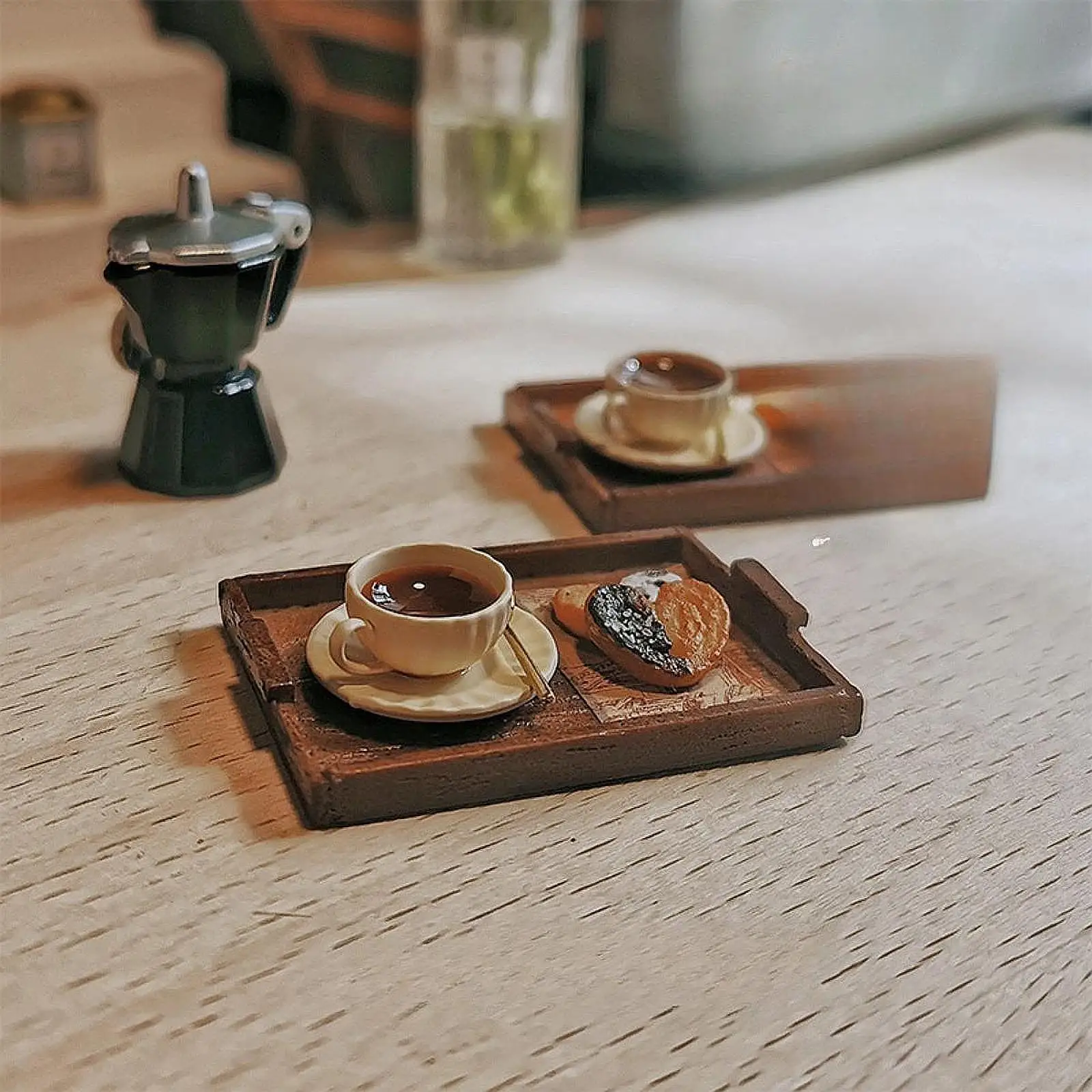 Dollhouse Accessories,Afternoon Tea Toy Model,Miniature Scene Model Miniature Play Foods for Desktop Restaurant Dining Table