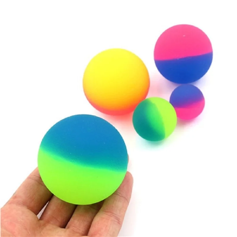 Pelota elástica bicolor de juguete para niños, pelota que rebota de color para niños, juegos deportivos de goma para niños, pelota para saltar elástica, regalo de cumpleaños - imagen 2