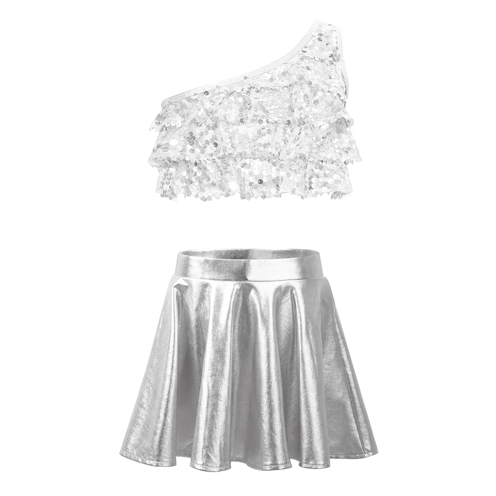 Conjunto de danza jazz para niña con lentejuelas y volantes - imagen 4