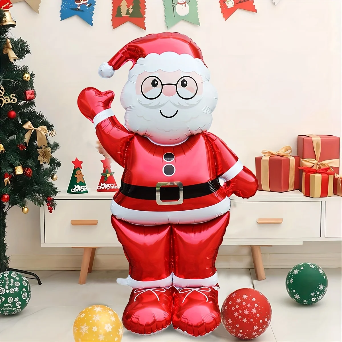 Globo de aluminio de Papá Noel De pie Extra grande, decoración de fiesta de vacaciones de Navidad, suministros de cumpleaños de Año Nuevo, regalo de Pascua, nuevo, 1pc