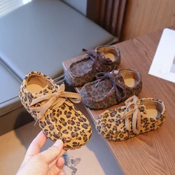 Primavera otoño, zapatos informales para bebés, niños y niñas, con estampado de leopardo antideslizantes suela blanda pequeños