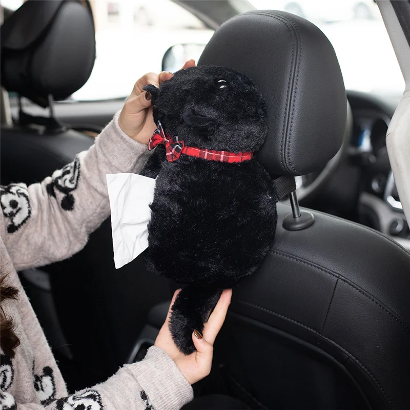 Caja de pañuelos de gato Kawaii de 30CM, juguetes de peluche de gato realista, almohada de animales suaves, regalos para amigos, decoración de coche - imagen 5