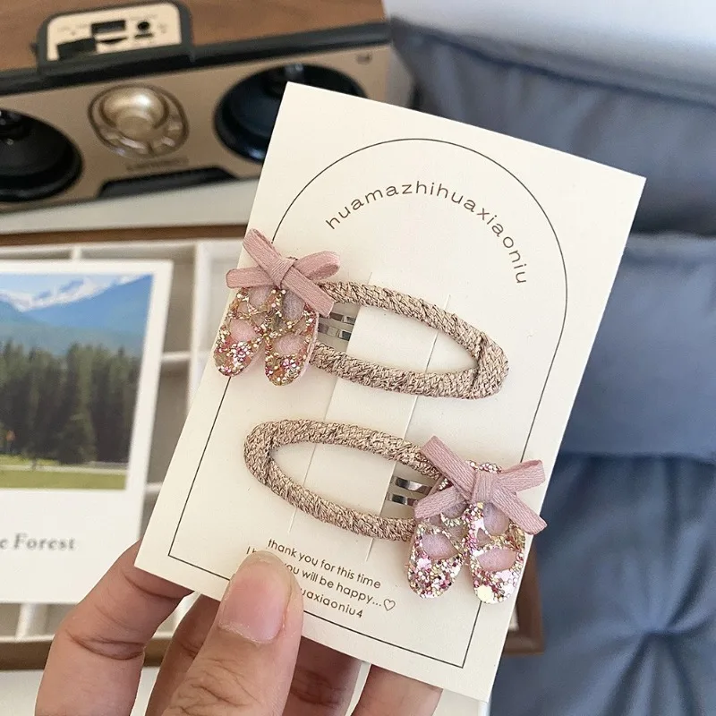 2 unids/set lindo Rosa zapatos de baile flequillo Clip accesorios para el cabello para niña princesa coreana Clip de pelo antioxidante BB Clip sombreros para niños