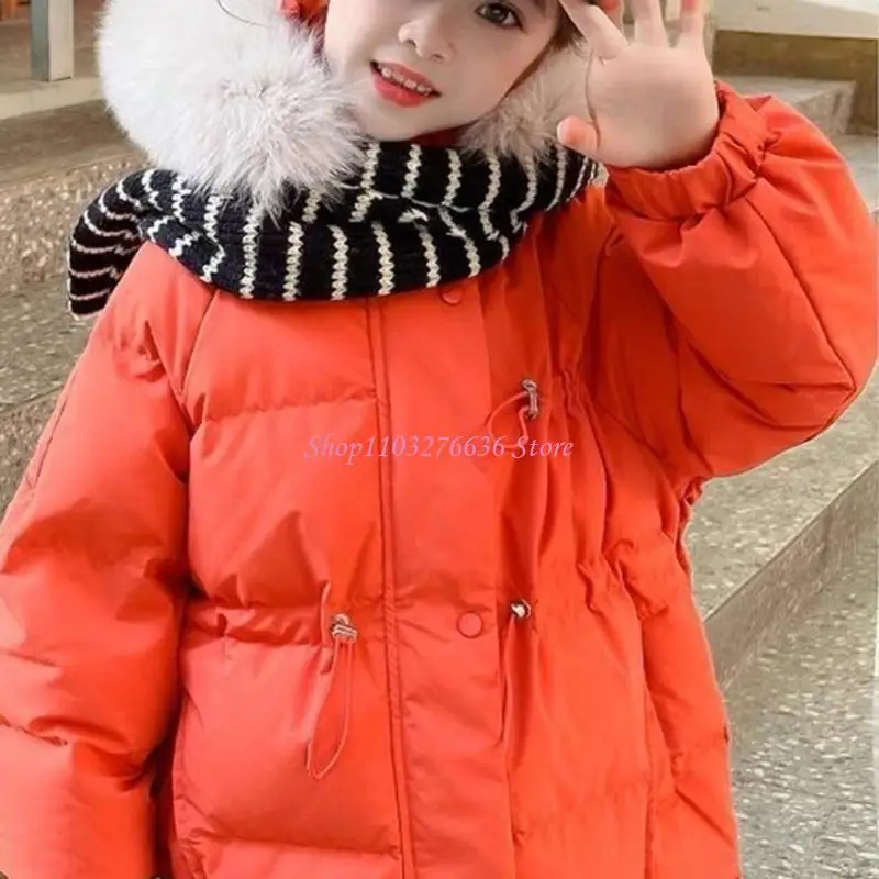 Bufanda invierno punto cálida R6FD, bufanda para niños con lana con patrón rayas para niños y niñas - imagen 4