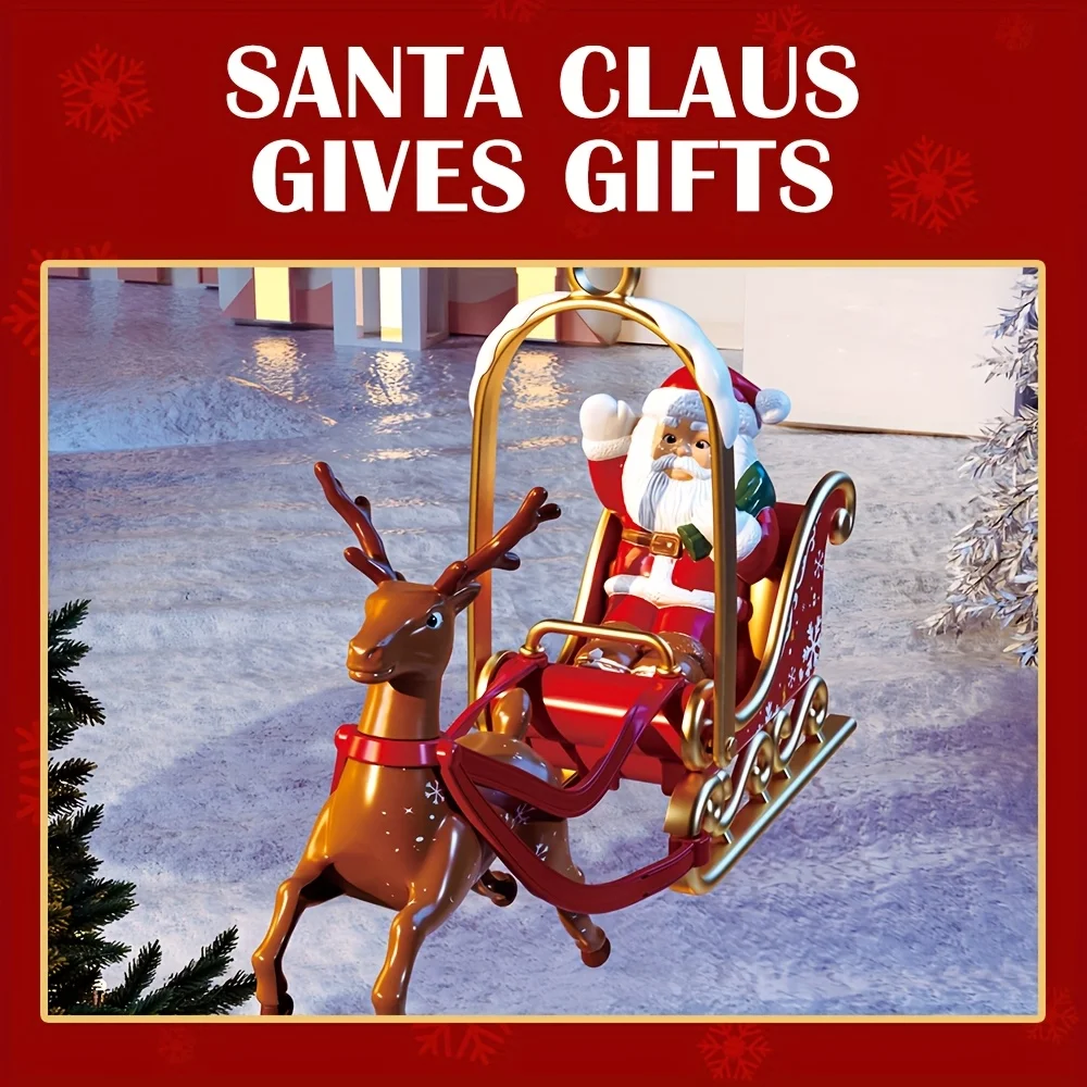 Carrusel giratorio para árbol de Navidad, adorno de estrella con luces LED y música, decoraciones para el hogar de Papá Noel, decoración navideña alimentada por USB - imagen 4