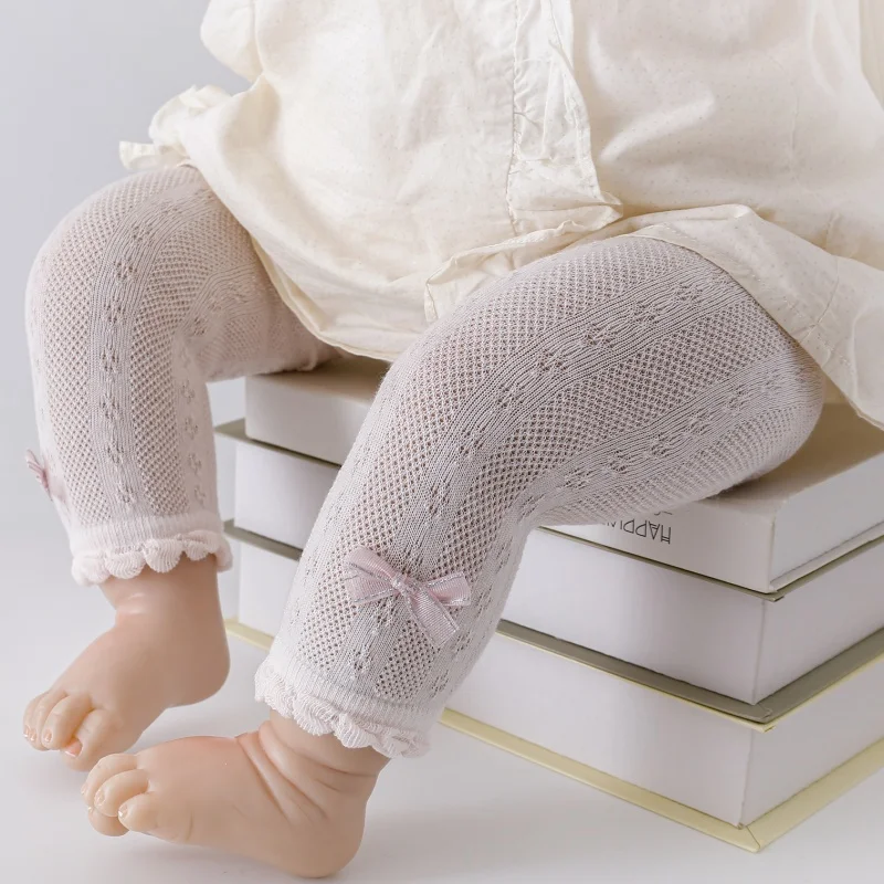 Pantimedias suaves de algodón para bebé con lazo – 0-24 meses - imagen 3