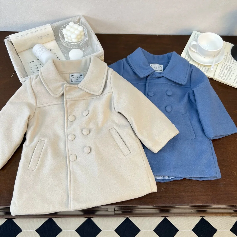 Abrigo lana invierno niños – Doble botonadura media verga - imagen 2
