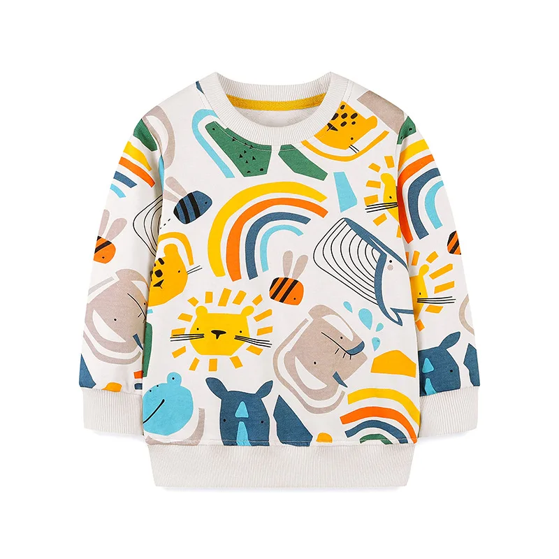 Sudadera informal para niños y niñas, jersey tejido de otoño para niños, nuevo diseño, ropa para niños, jersey de cuello redondo de algodón estampado
