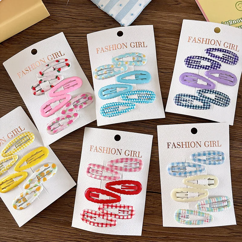 6 uds dulce lindo dibujo de fruta chica encaje hueco goteo Bb Clip flequillo pasadores a cuadros sombreros niñas niños accesorios para el cabello - imagen 2