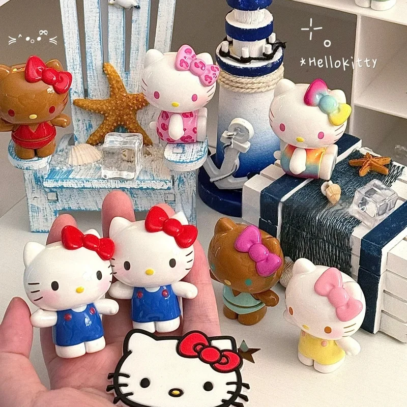 Nueva caja ciega de la serie Hello Kitty Summer Rainbow Candy, Mini figuras de acción Kawaii, decoración, bolsas sorpresa, adornos, regalos coleccionables - imagen 5