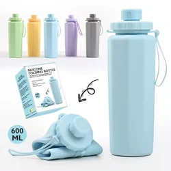 Botella de agua pliable de silicona 600 ml para niños – Resistente y ligera