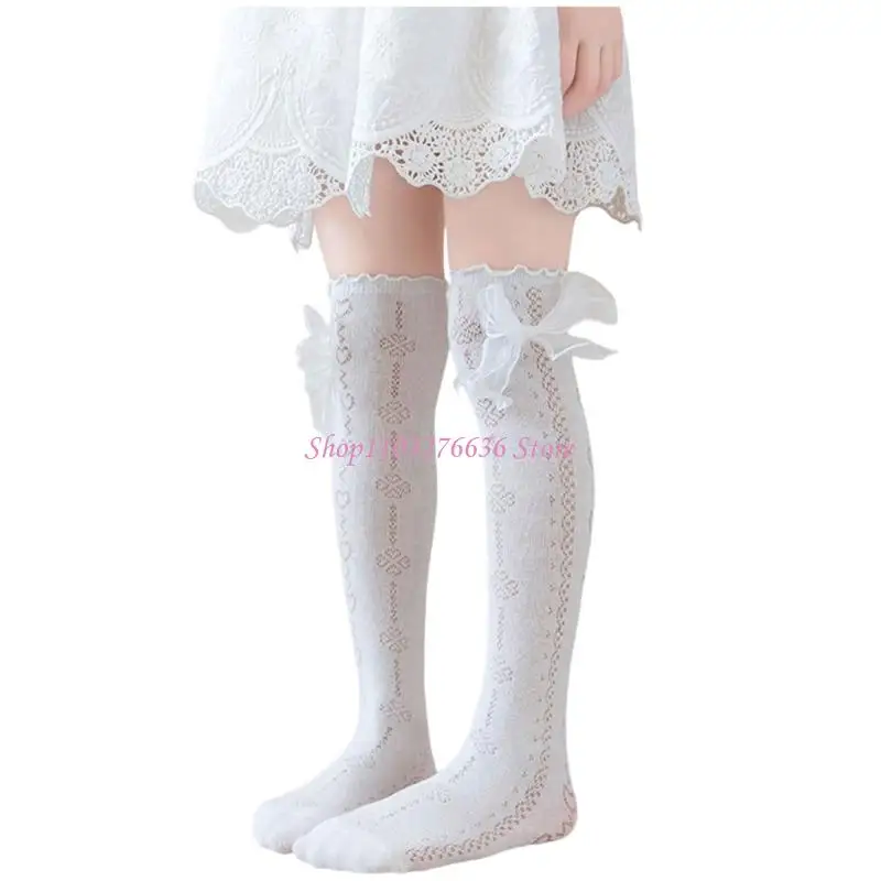 Calcetines de encaje y lazo para niña de algodón - imagen 3