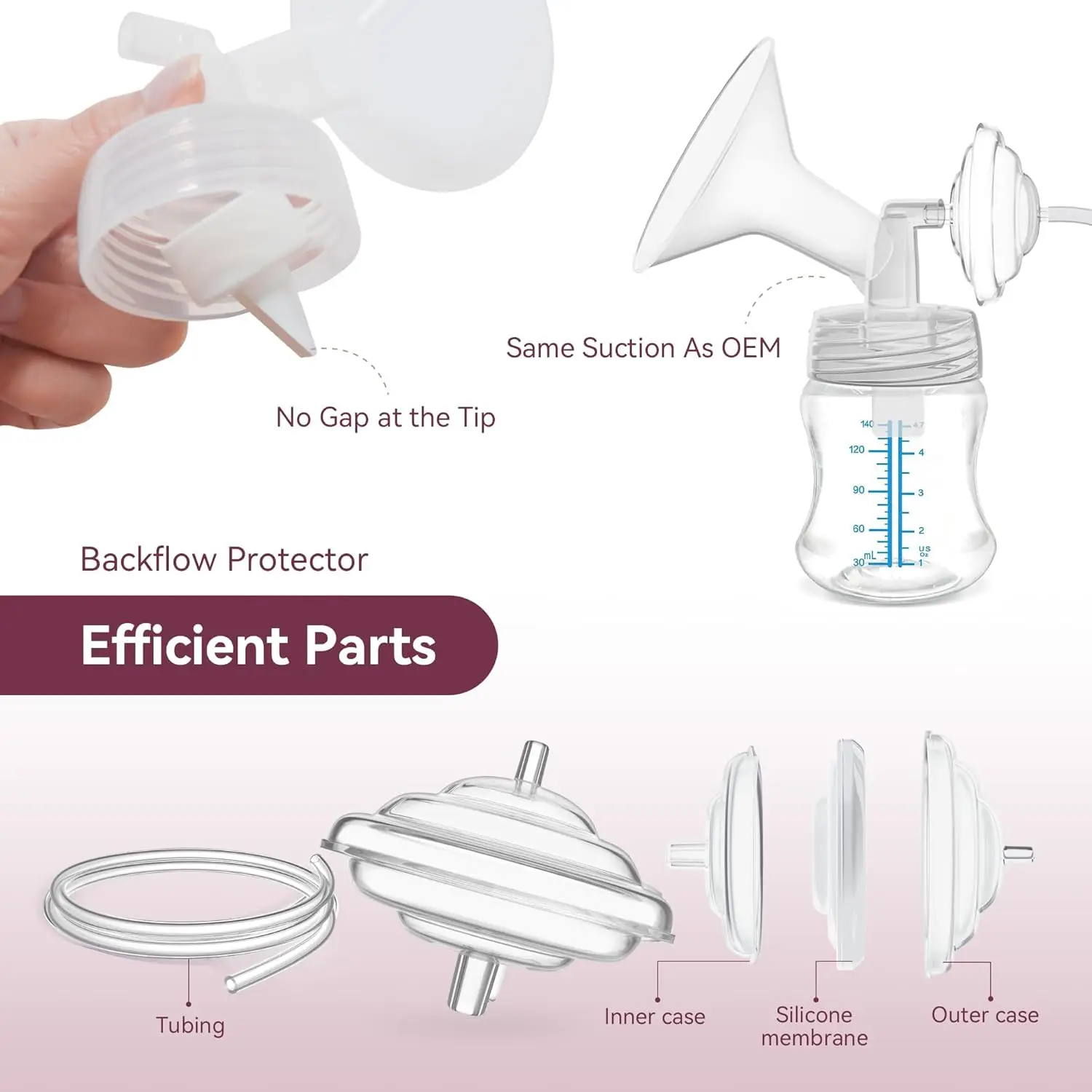 Piezas de extractor de leche para Spectra, reemplazar tubos de válvulas de pico de pato, membrana protectora de reflujo para Spectra S1 S2 9 Plus Synergy Gold - imagen 3