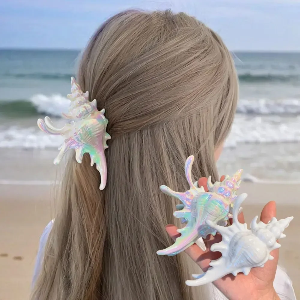 Pinza para el pelo de tiburón, accesorios para el cabello con garra grande de concha de mar, horquillas con temática de océano, horquillas elegantes para mujeres, niñas y niños