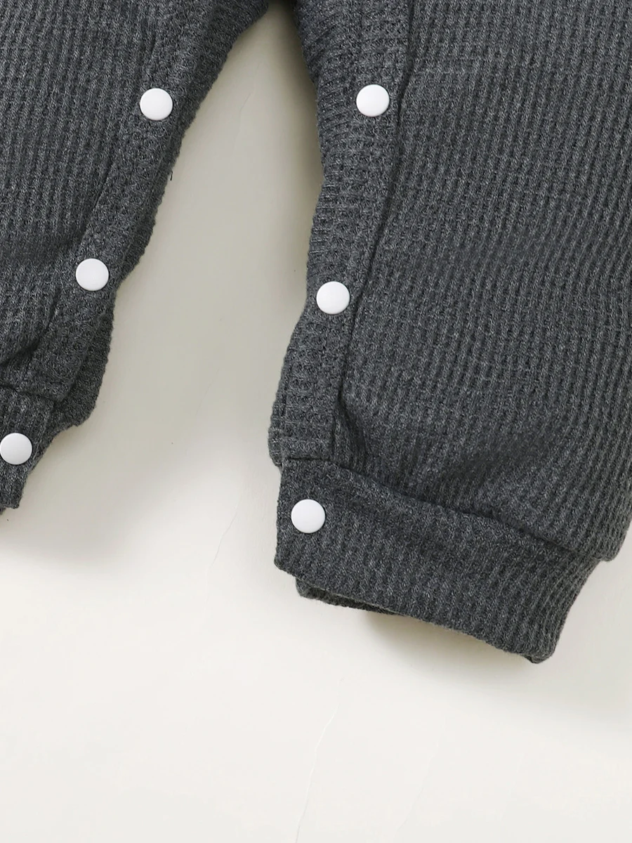 Disfraz de moda para niño recién nacido de 2 piezas, Body de manga larga y sombrero de Color sólido, Pelele de primavera y otoño para niño pequeño de 0 a 18 meses - imagen 5