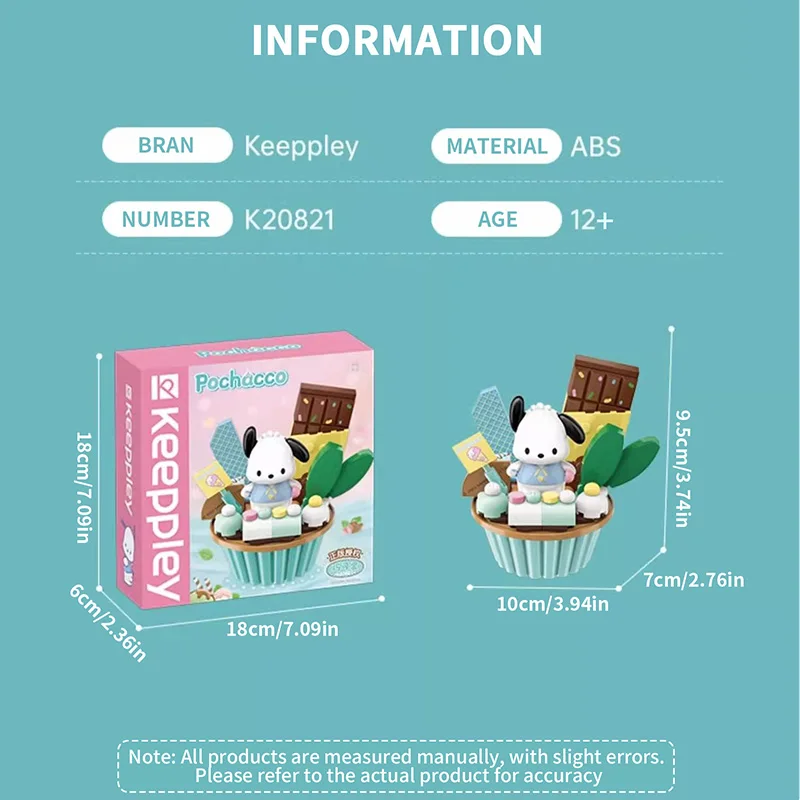 Sanrio Pochacco Cupcake bloques de construcción lindo juguete Streetview escena montaje modelo juguete ornamento niños educación regalos de vacaciones - imagen 5