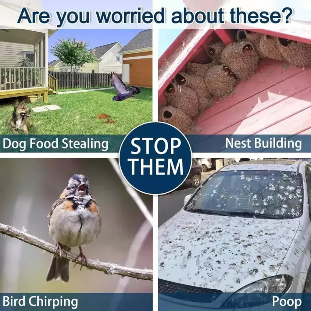 2 uds repelente de aves espantapájaros búho espantapájaros colgante repelente de aves campana Pastoral huerto espantapador colgante decoración de jardín al aire libre - imagen 2