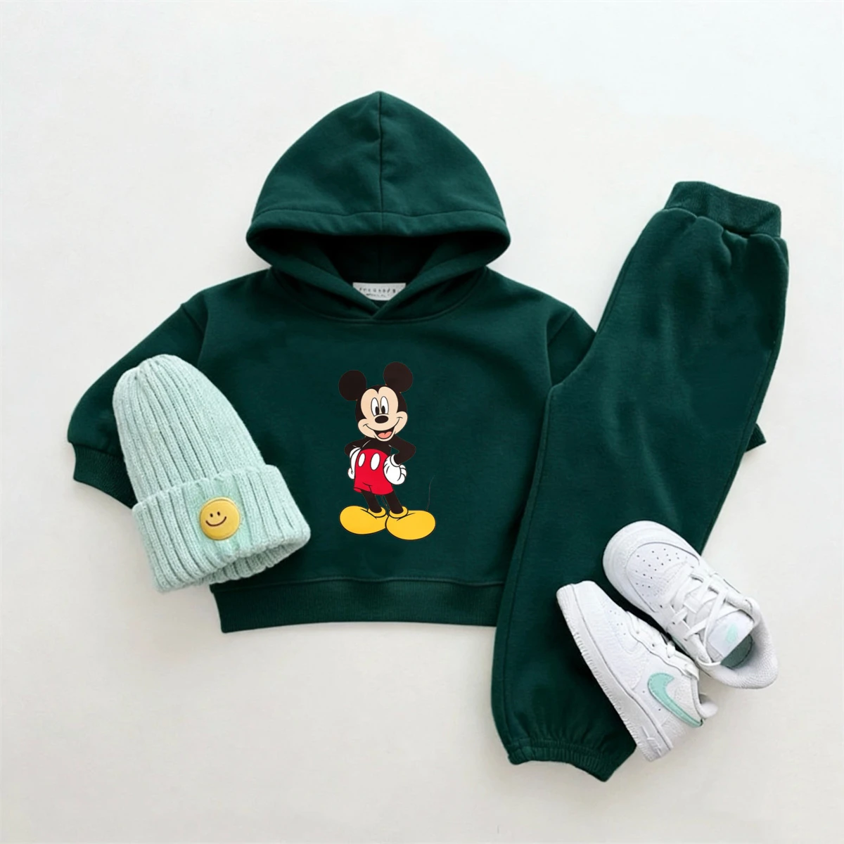 Disfraz de Dsiney, sudaderas con capucha de Mickey Mouse, pantalones sueltos, conjunto de 2 piezas, sudadera de dibujos animados + pantalones, ropa de otoño, trajes de manga larga para niños - imagen 2