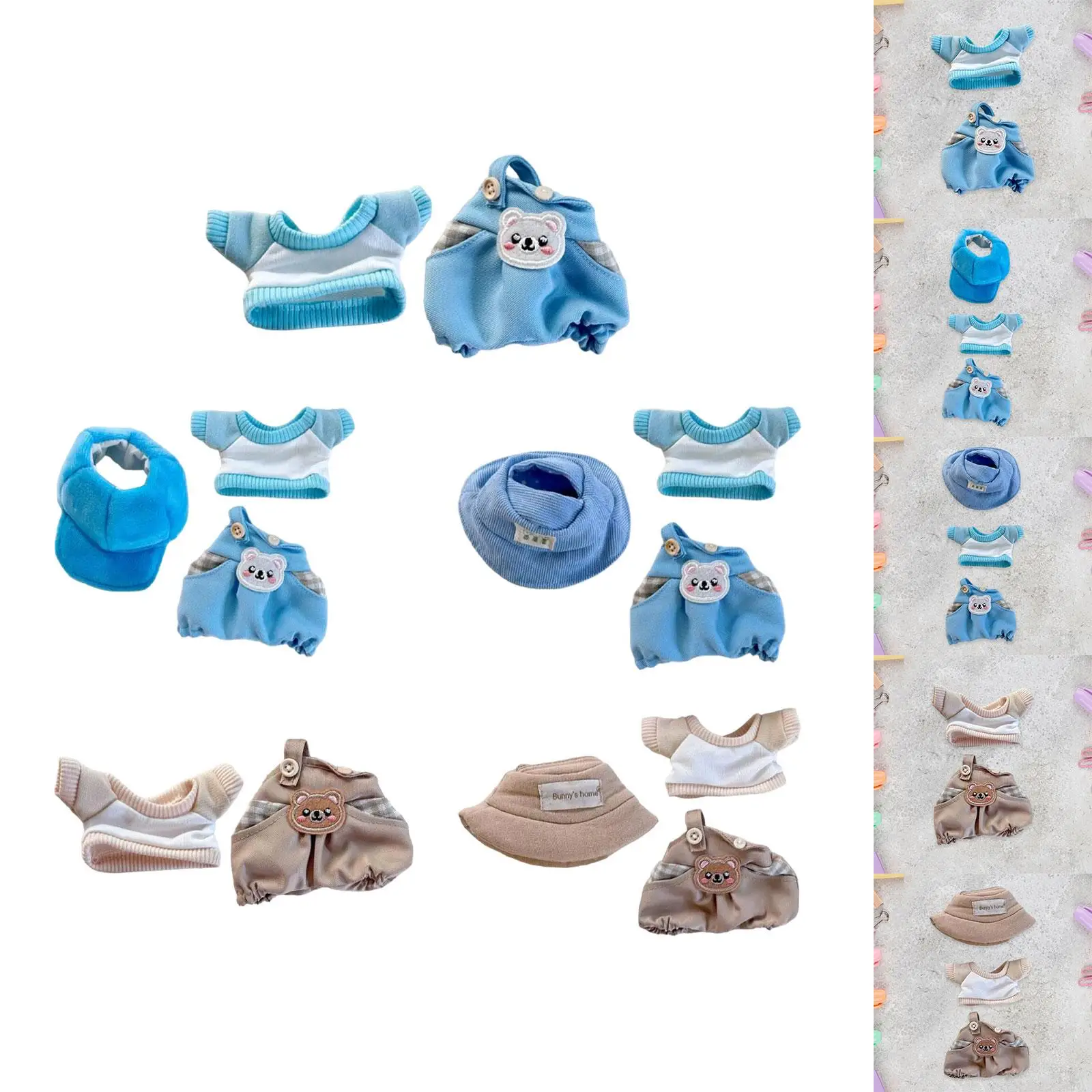 Plush Doll Outfit Cute Bear DIY Accessories Hands on for Kids Birthday Gift Coordination Imagination Costumes for Plush Dolls