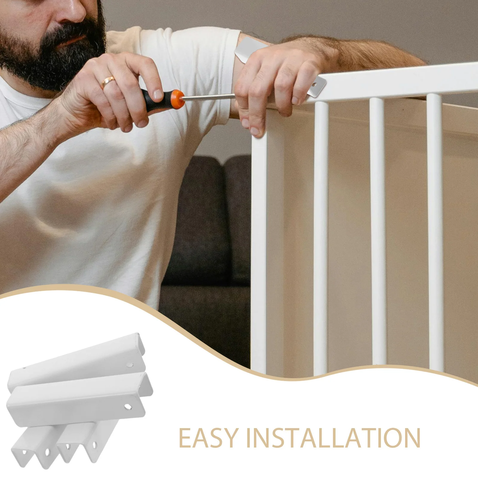 Hardware de ranura de refuerzo en forma de U para puerta de bebé, piezas de repuesto para puerta de seguridad infantil, accesorios de soporte para puerta de mascotas estables, 4 Uds. - imagen 5