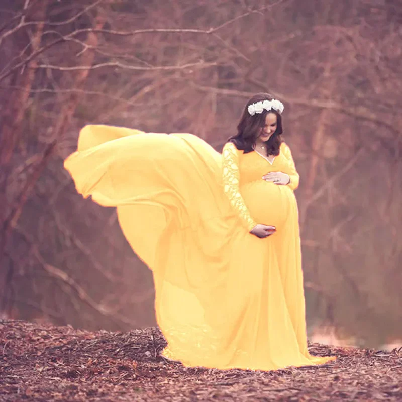 Vestido premamá de encaje para sesión de fotos embarazo - imagen 3