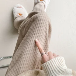 Pantalones premamá de punto suave con pierna ancha para otoño