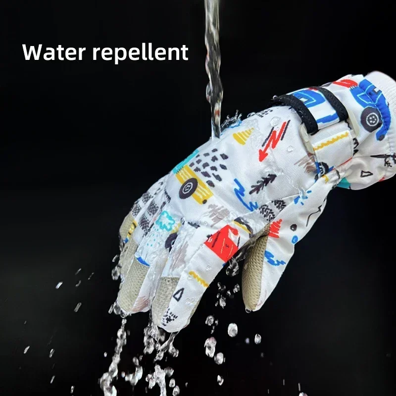 Guantes para niños, guantes de esquí con dibujos animados cálidos, además de terciopelo, guantes de invierno para niños fríos e impermeables, accesorios para niños de 4 a 12 años - imagen 4
