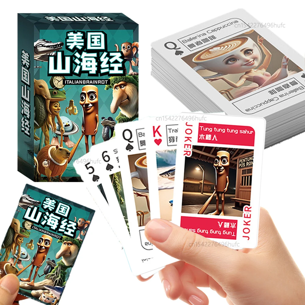 Tung Tung Tung Sahur Tralalero Tralala cartas italianas Brainrot cartas clásicas juego de mesa juguetes de ocio y entretenimiento - imagen 2
