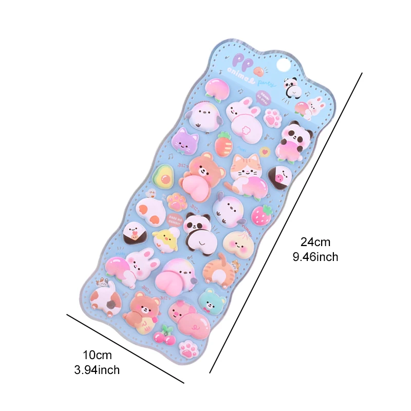 1 hoja de pegatinas 3D bonitas, pegatinas Kawaii de animales y conejos, pegatinas rosas blandas para Fidget DIY para funda de teléfono, álbum de recortes reutilizable TMZ - imagen 2