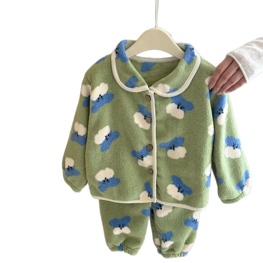 Conjunto pijama franela gruesa bebé – Ropa de invierno cálida - imagen 5