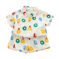Conjunto de ropa de verano para bebé, traje informal con letras, camisa y pantalones cortos, chándal para niño pequeño, 2 unidades