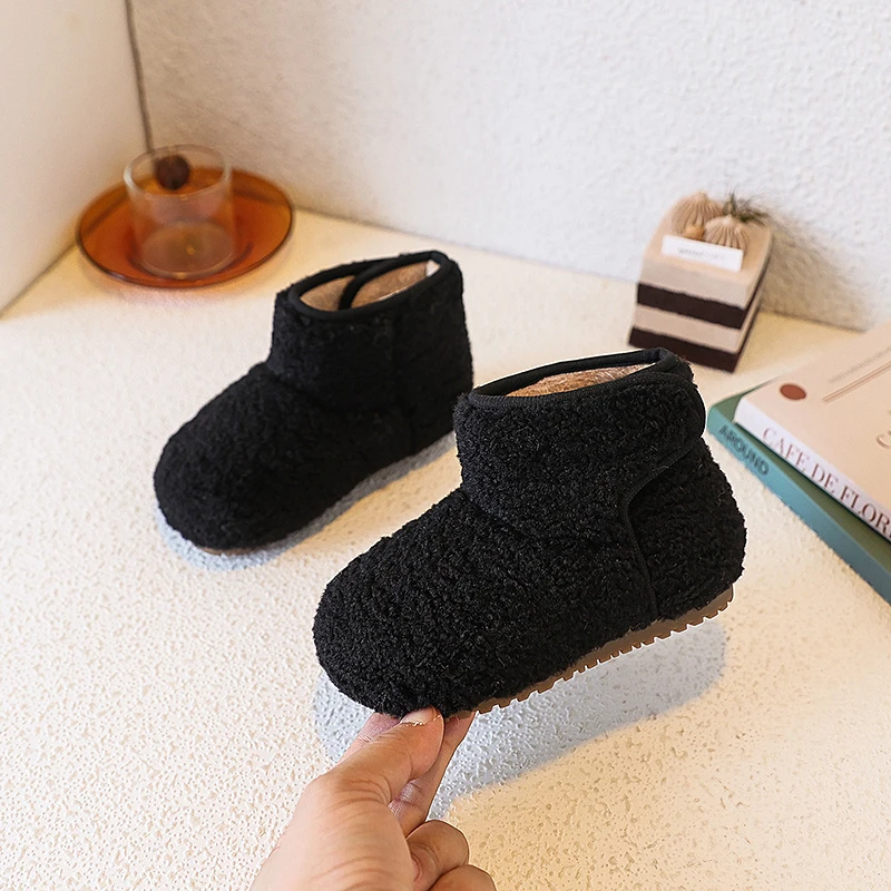 Zapatos de Otoño Invierno para niños, botas de nieve para bebés y niños, botines cálidos de felpa para exteriores para niños, zapatos antideslizantes de suela blanda para niños - imagen 3