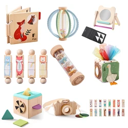 Juguetes Montessori para bebés, sonajero de bloques dibujos animados madera, educativos edades tempranas niños, manualidades pequeños, accesorios