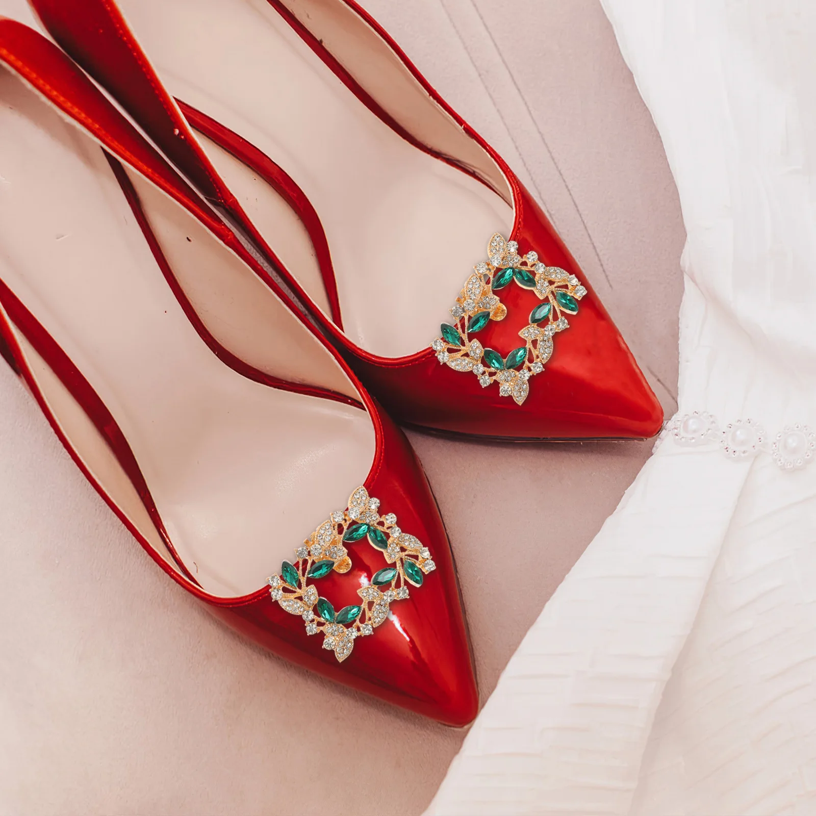 1 par de Clips para zapatos con diamantes de imitación, hebillas llenas de diamantes de 2,3x1,8 pulgadas para boda, tacones altos, sandalias, adornos de zapatos brillantes para mujer - imagen 5